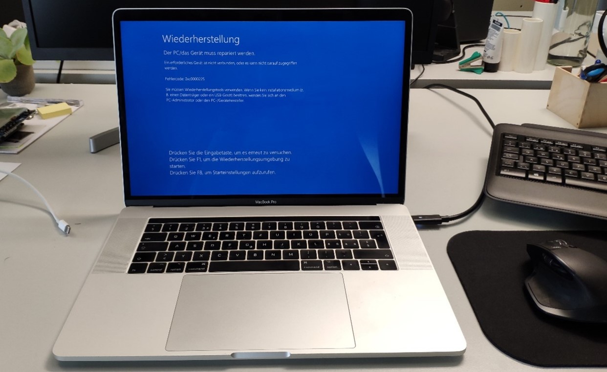 Windows 10 Recovery Screen am MacBook